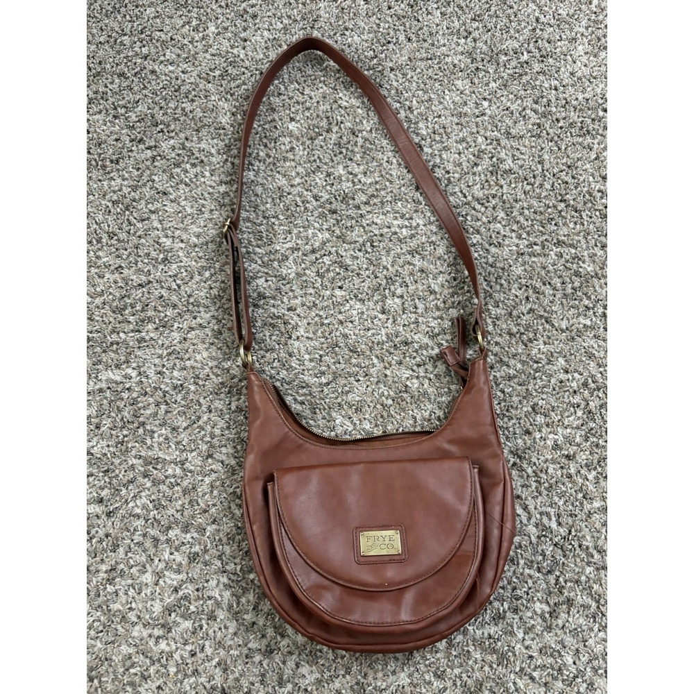 Frye and Co Crossbody Saddle Bag Purse Brown Faux Leather
